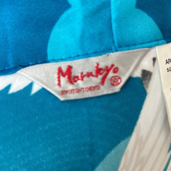 Vintage Marukyo Tokyo turquoise blue w cranes kimono robe - Picture 12 of 16